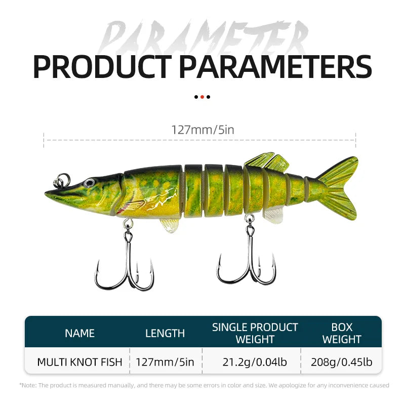 Fiche technique leurre articulé swimbait 12,7cm 9 segments