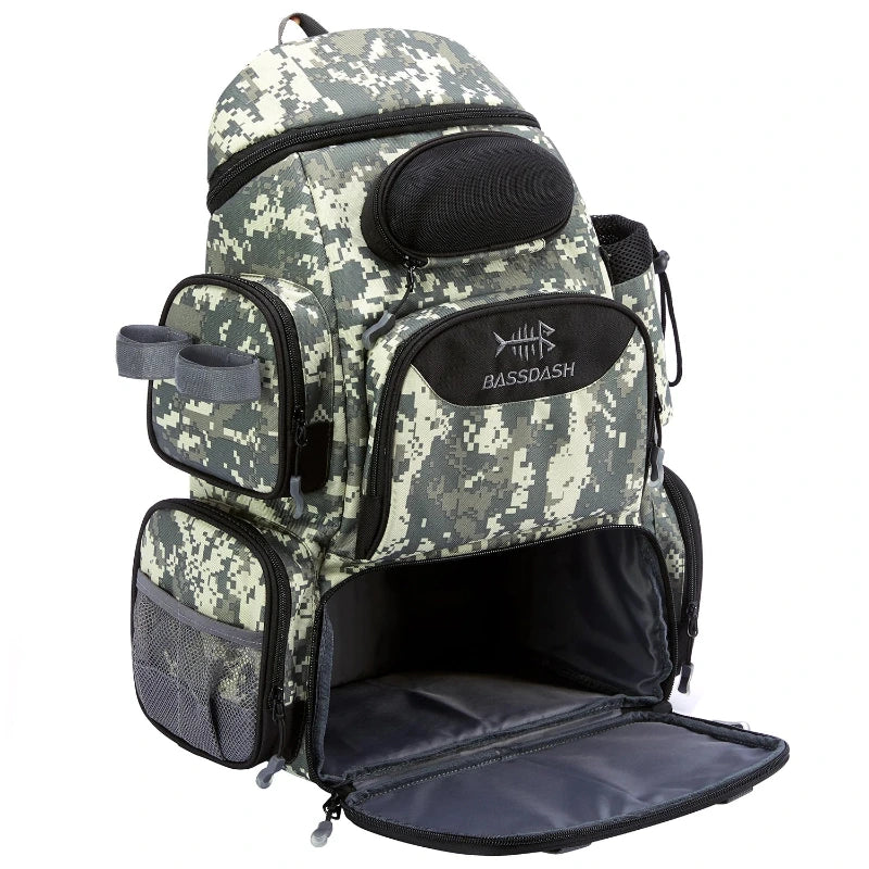 Sac à Dos de Pêche Bassdash — Tactique 600D avec Rangement Boîtes 3600