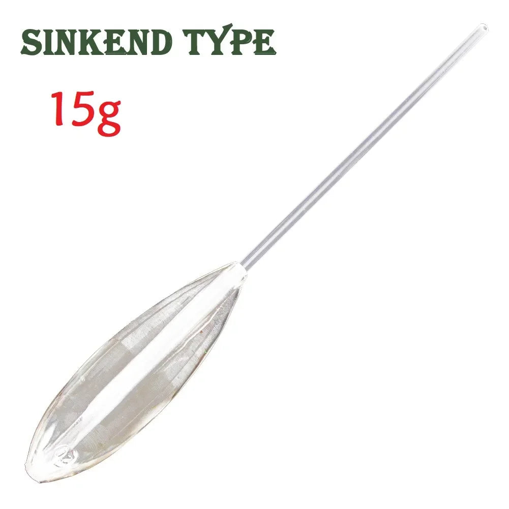 Flotteur de Pêche Acrylique Transparent – Coulant, Semi-Plongeant & Montant – 5g à 50g