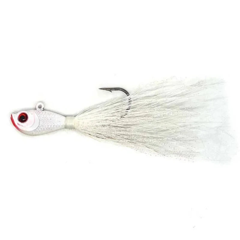 Bucktail jig blanc avec jupe bucktail et tête plombée pour la pêche en mer