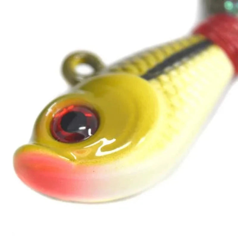 Bucktail jig jaune avec tête plombée et hameçon pour pêche en mer