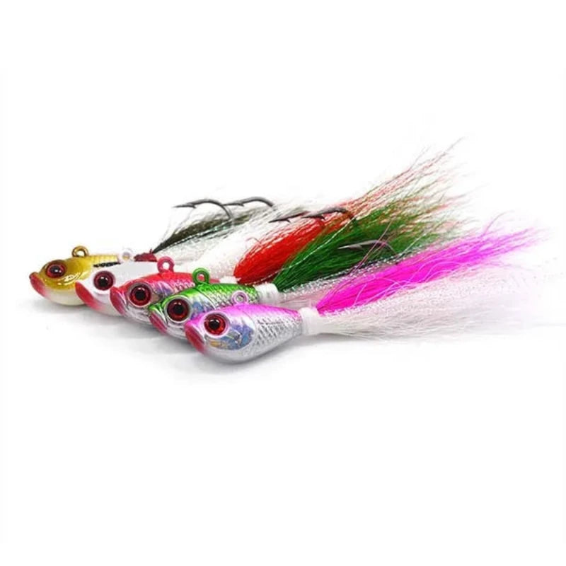 Bucktail jig multicolore avec jupe bucktail et tête plombée