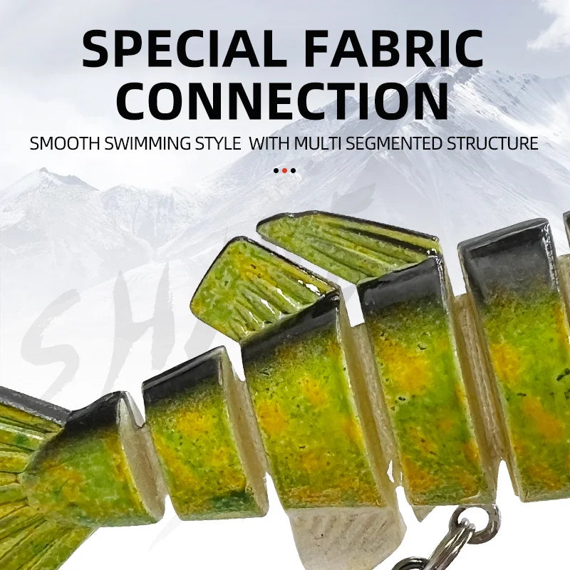 Détail connexion segments articulés leurre swimbait 12,7cm