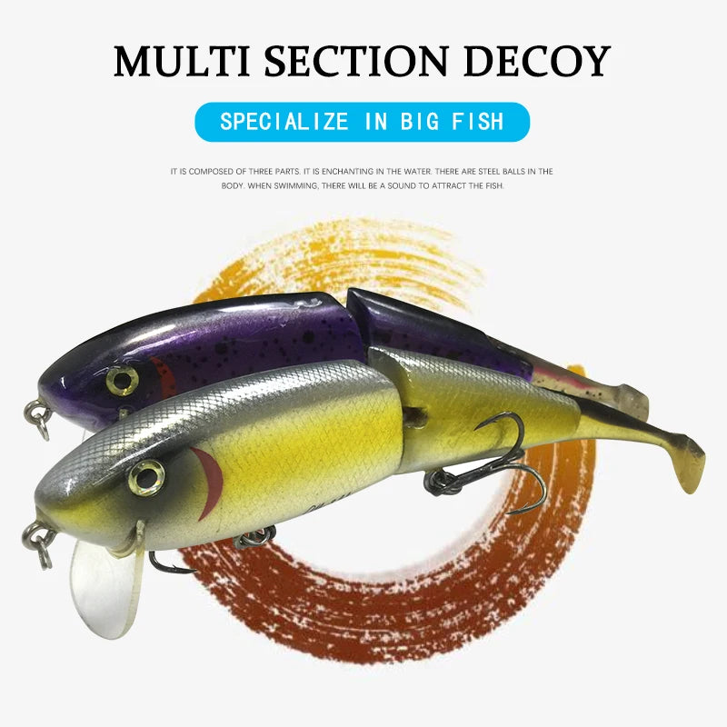 Détail articulations 3 sections leurre bois Beierya 20cm swimbait
