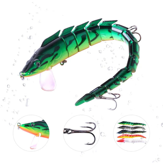 Leurre articulé swimbait Newup 23cm coloris vert perche vue de profil