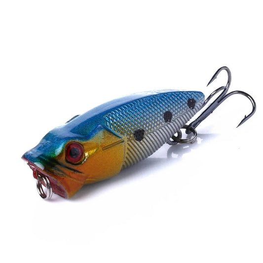 Mini popper leurre de surface 3,5 cm coloris bleu doré pour perche et black bass