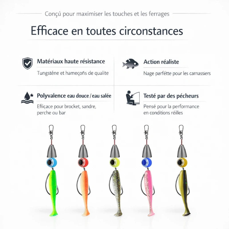 Leurres de pêche colorés pour pêche en mer – parfait pour attraper du bar et autres poissons