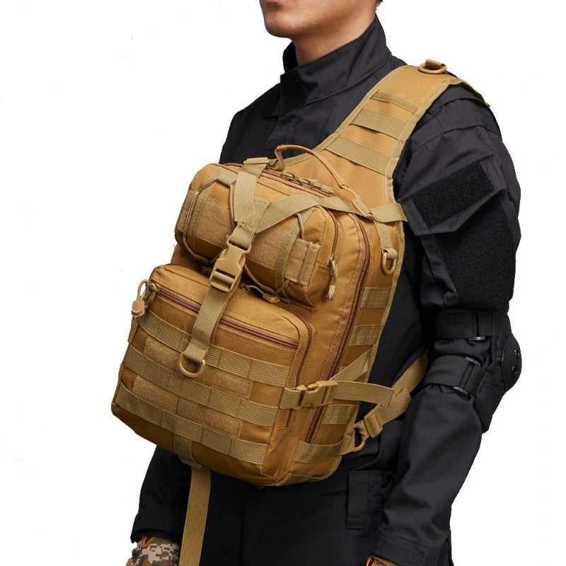 Sac à dos de pêche nylon imperméable coloris kaki vue de face