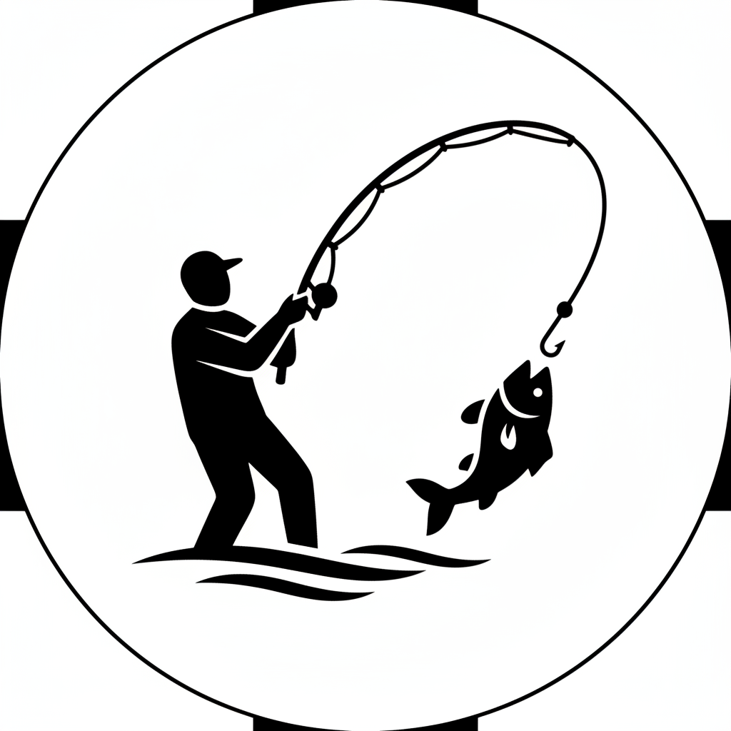 une icone d'un pecheeur qui ferre 